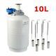 10l Liquid Nitrogen Tank Cryogenic Container Ln2 Dewar+6pcs Pails+lock Cover
