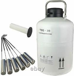 10L Liquid Nitrogen Tank Cryogenic Container LN2 Dewar+6Pcs Pails+Lock Cover