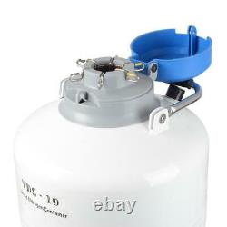 10L Liquid Nitrogen Tank Cryogenic Container LN2 Dewar+6Pcs Pails+Lock Cover