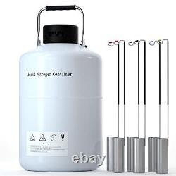 10L Liquid Nitrogen Tank Cryogenic Container LN2 Dewar with 6PCS Pails and Lo