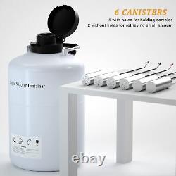 10L Liquid Nitrogen Tank Cryogenic Container LN2 Dewar with 6PCS Pails and Lo