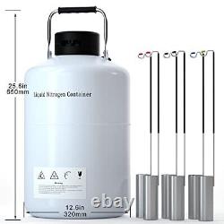 10L Liquid Nitrogen Tank Cryogenic Container LN2 Dewar with 6PCS Pails and Lo