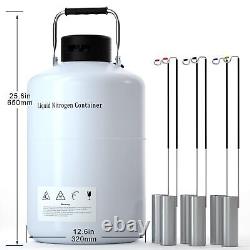 10L Liquid Nitrogen Tank Cryogenic Container LN2 Dewar with 6PCS Pails and Lo