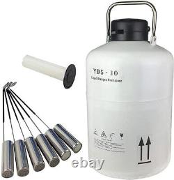 10L Liquid Nitrogen Tank Cryogenic Container LN2 Dewar with 6PCS Pails and Lock