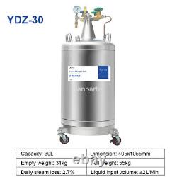 15/30L Self-pressurized Cryogenic Liquid Nitrogen Tank LN2 Dewar Stainless Steel