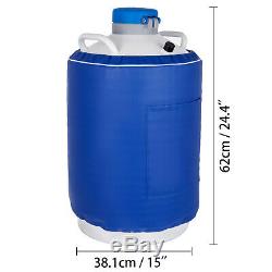 15L Liquid Nitrogen Tank Cryogenic Container LN2 Dewar+6Pcs Pails+Lock Cover