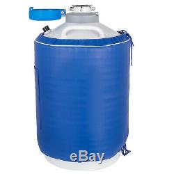 15L Liquid Nitrogen Tank Cryogenic Container LN2 Dewar+6Pcs Pails+Lock Cover