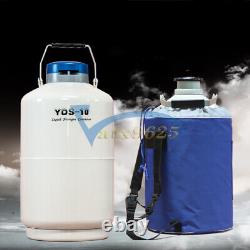 1pcs YDS-10 10L Cryogenic Liquid Nitrogen Container LN2 Tank Dewar with Straps