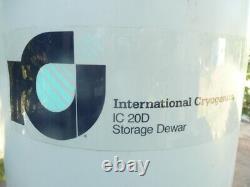 20L Liquid Nitrogen International Cryogenics, Model IC 20D, Storage Tank Dewar
