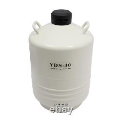 30L Liquid Nitrogen LN2 Storage Tank Container Cryo Dewar w Canisters Strap New