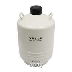 30L Liquid Nitrogen LN2 Storage Tank Container Cryo Dewar w Canisters Strap New