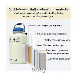 3L Liquid Nitrogen Container Cryogenic Container (LN2) Aluminum Alloy Liquid