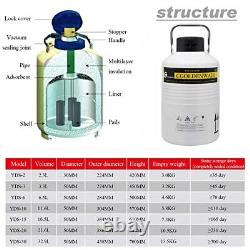 3L Liquid Nitrogen Container Cryogenic Container LN2 Tank Aluminum Alloy Dewa