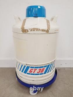 Air Liquide GT 38 Liquid Nitrogen Dewar with 6 x Storage Racks Lab