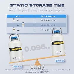 CGOLDENWALL 10L Cryogenic Container Liquid Nitrogen LN2 Tank Dewar Liquid Nitrog