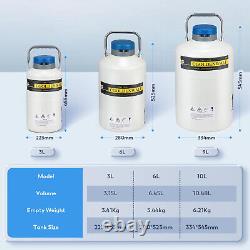 CGOLDENWALL 10L Cryogenic Container Liquid Nitrogen LN2 Tank Dewar Liquid Nitrog