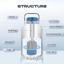 CGOLDENWALL 6L Cryogenic Container Liquid Nitrogen LN2 Tank Dewar Liquid nitr