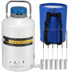 CGOLDENWALL 6L Cryogenic Container Liquid Nitrogen Tank+ 6 Canisters+ Carry Bag