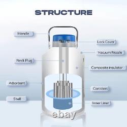 CGOLDENWALL 6L Cryogenic Container Liquid Nitrogen Tank+ 6 Canisters+ Carry Bag
