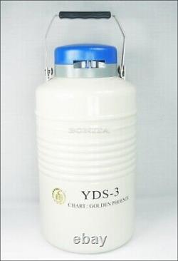 Cryogenic YDS-3 New 1Pc Dewar With Strap 3L Liquid Nitrogen Container LN2 Tan oi