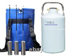 LN2 Containers Tank 2 Liter Liquid Nitrogen Dewar Tanks Flask With 6 Canisters
