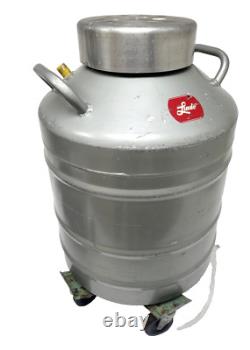 Linde Union Carbide LR-30-10 30L Cryogenic Dewar with 5 Holding Cells & Dolly