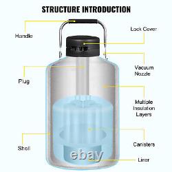 Liquid Nitrogen Container 3 L LN2 Dewar Cryogenic Flask Semen Tank 6 Pcs Pails