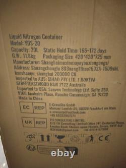 Liquid Nitrogen Tank 20 L Aluminum Alloy LN2 Container Dewar 6 Canisters