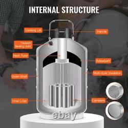 Liquid Nitrogen Tank 3 L Aluminum Alloy LN2 Container Dewar 6 Canisters Carry Ba