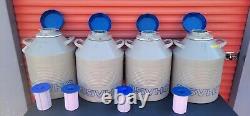 Lot Of 4 Taylor Wharton 35VHC Liquid Nitrogen Dewar Cryo Tank With Canisters