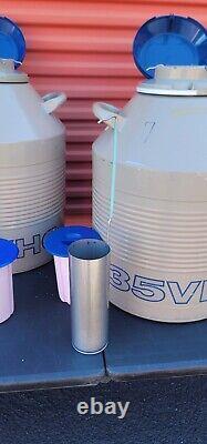 Lot Of 4 Taylor Wharton 35VHC Liquid Nitrogen Dewar Cryo Tank With Canisters