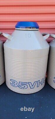 Lot Of 4 Taylor Wharton 35VHC Liquid Nitrogen Dewar Cryo Tank With Canisters