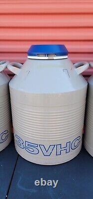 Lot Of 4 Taylor Wharton 35VHC Liquid Nitrogen Dewar Cryo Tank With Canisters