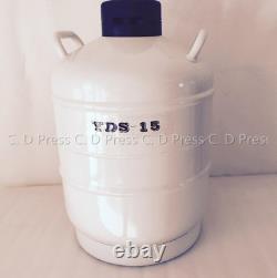 New 15L Liquid Nitrogen Tank Cryogenic Container LN2 Dewar+6Pcs Pails+Lock Cover