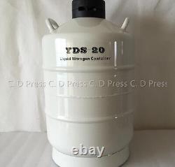 New 20L Liquid Nitrogen Tank Cryogenic Container LN2 Dewar+6Pcs Pails+Lock Cover