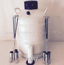 New 20L Liquid Nitrogen Tank Cryogenic Container LN2 Dewar+6Pcs Pails+Lock Cover