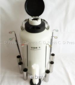 New 3L Liquid Nitrogen Tank Cryogenic Container LN2 Dewar+6Pcs Pails+Lock Cover