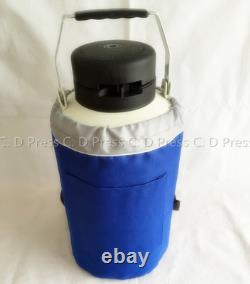 New 3L Liquid Nitrogen Tank Cryogenic Container LN2 Dewar+6Pcs Pails+Lock Cover
