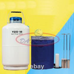 One New YDS-10 10L Cryogenic Liquid Nitrogen Container Tank Dewar with Straps #A