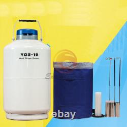 One YDS-10 10L Cryogenic Liquid Nitrogen Container LN2 Tank Dewar with Straps #A