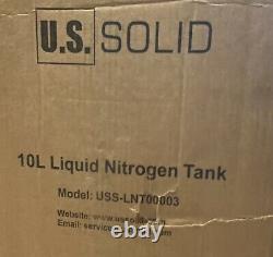 U. S. SOLID 10L Liquid Nitrogen Tank Dewar Cryotank With Safety Gloves & Cover