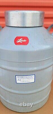 Union Carbide Linde LR-30 Cryogenic Liquid Nitrogen Dewar Tank with 10 Cannisters