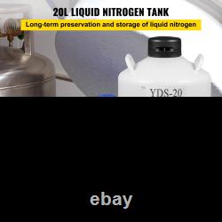 VEVOR 20L Liquid Nitrogen Tank Aluminum Alloy Liquid Nitrogen Dewar Static Cryog