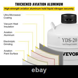 VEVOR 20L Liquid Nitrogen Tank Aluminum Alloy Liquid Nitrogen Dewar Static Cryog