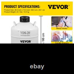 VEVOR 20L Liquid Nitrogen Tank Aluminum Alloy Liquid Nitrogen Dewar Static Cryog