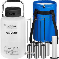 VEVOR 6L Liquid Nitrogen Tank Cryogenic Container LN2 Dewar+6Pcs Pail+Lock Cover