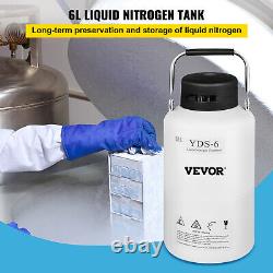 VEVOR 6L Liquid Nitrogen Tank Cryogenic Container LN2 Dewar+6Pcs Pail+Lock Cover