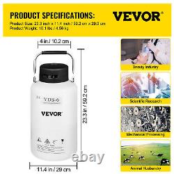 VEVOR 6L Liquid Nitrogen Tank Cryogenic Container LN2 Dewar+6Pcs Pail+Lock Cover