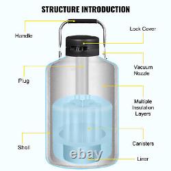 VEVOR 6L Liquid Nitrogen Tank Cryogenic Container LN2 Dewar+6Pcs Pail+Lock Cover