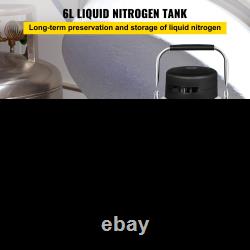 VEVOR Liquid Nitrogen Tank 6L Aluminum Alloy Dewar Cryogenic Container with 6